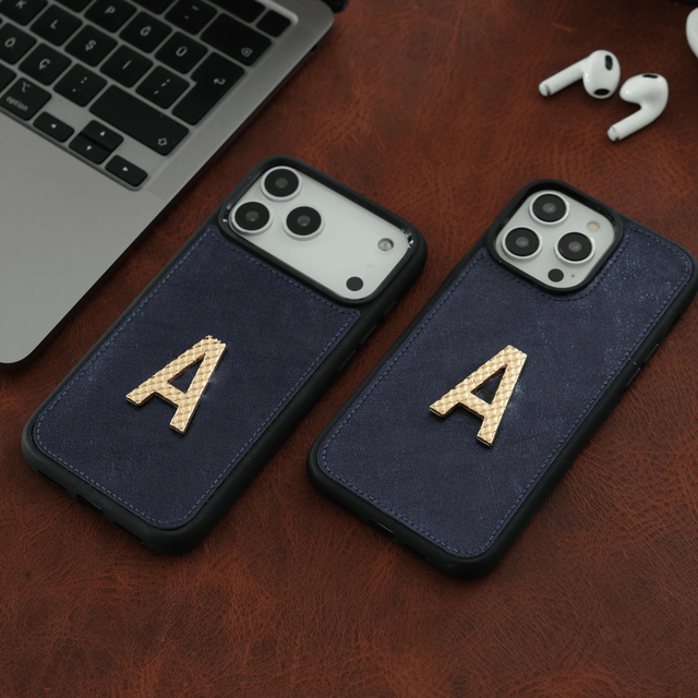 Kişiselleştirilir Lacivert Deri iPhone Kılıf