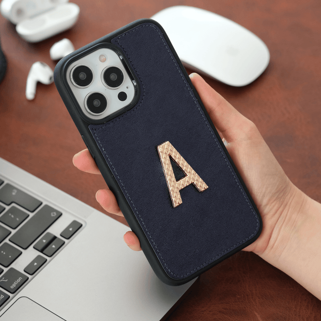Kişiselleştirilir Lacivert Deri iPhone Kılıf