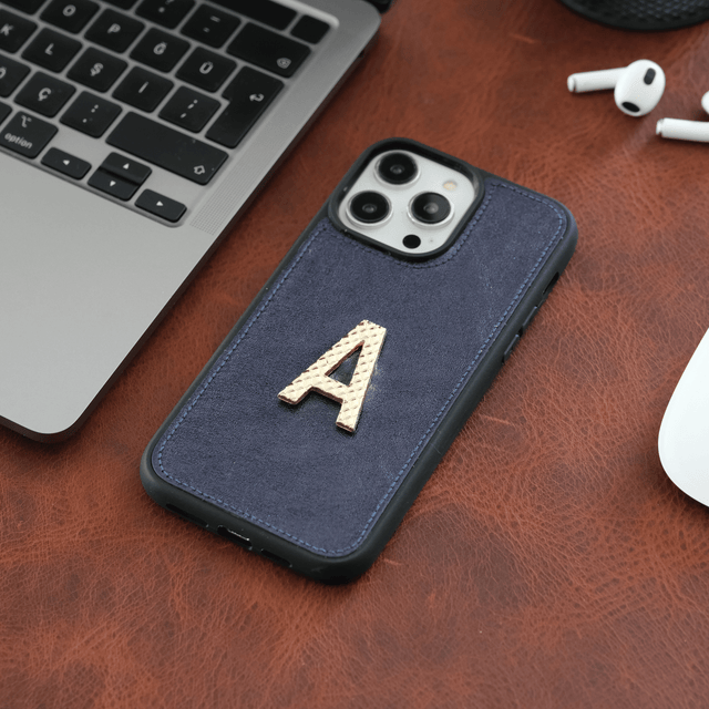 Kişiselleştirilir Lacivert Deri iPhone Kılıf