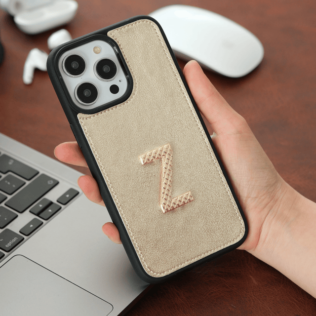 Kişiselleştirilebilir Gold Deri iPhone Kılıf