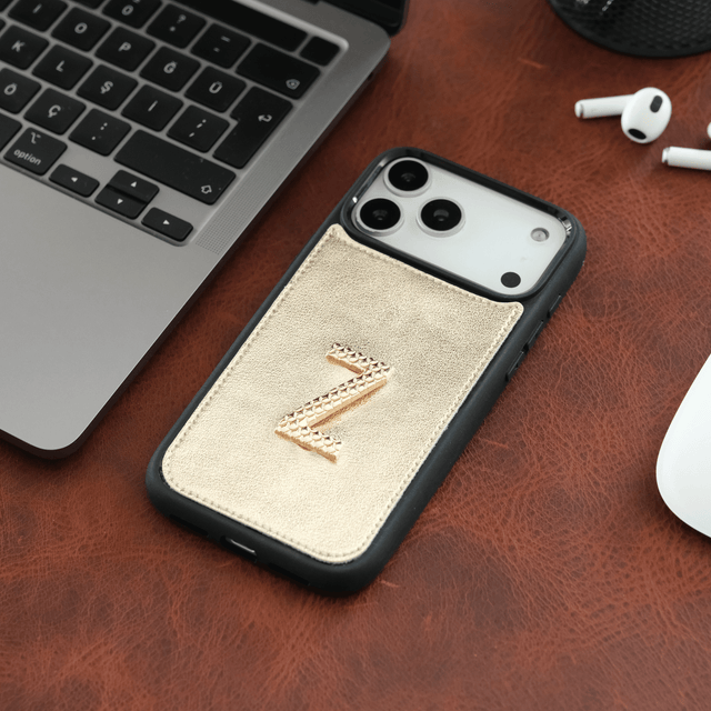 Kişiselleştirilebilir Gold Deri iPhone Kılıf