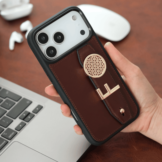 Harfli Bordo Deri iPhone Kılıf