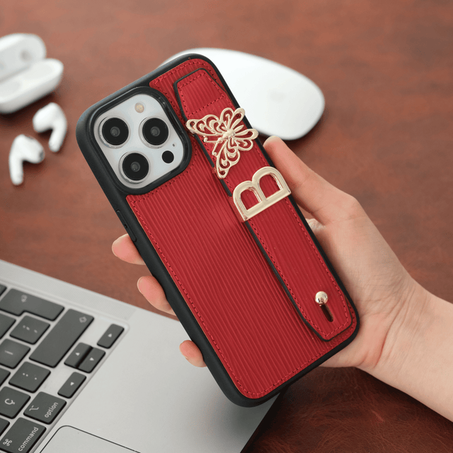 Harfli Kırmızı Deri iPhone Kılıf