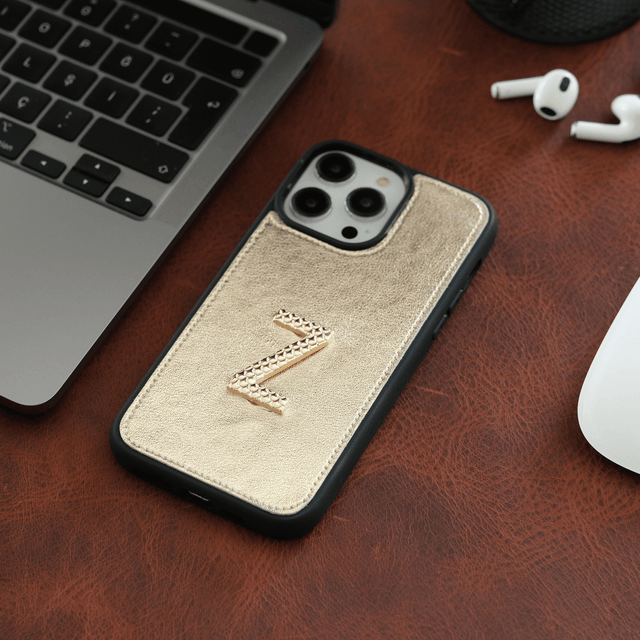 Kişiselleştirilebilir Gold Deri iPhone Kılıf