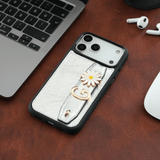 Harfli Gümüş Deri iPhone Kılıf
