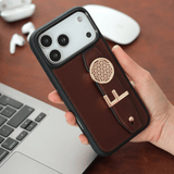 Harfli Bordo Deri iPhone Kılıf