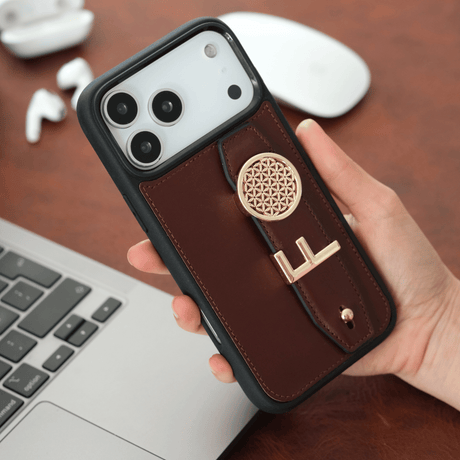 Harfli Bordo Deri iPhone Kılıf