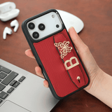 Harfli Kırmızı Deri iPhone Kılıf