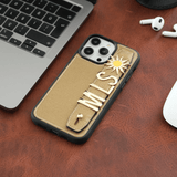 Harfli Bronz Deri iPhone Kılıf