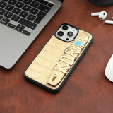Harfli Kroko Gold Deri iPhone Kılıf