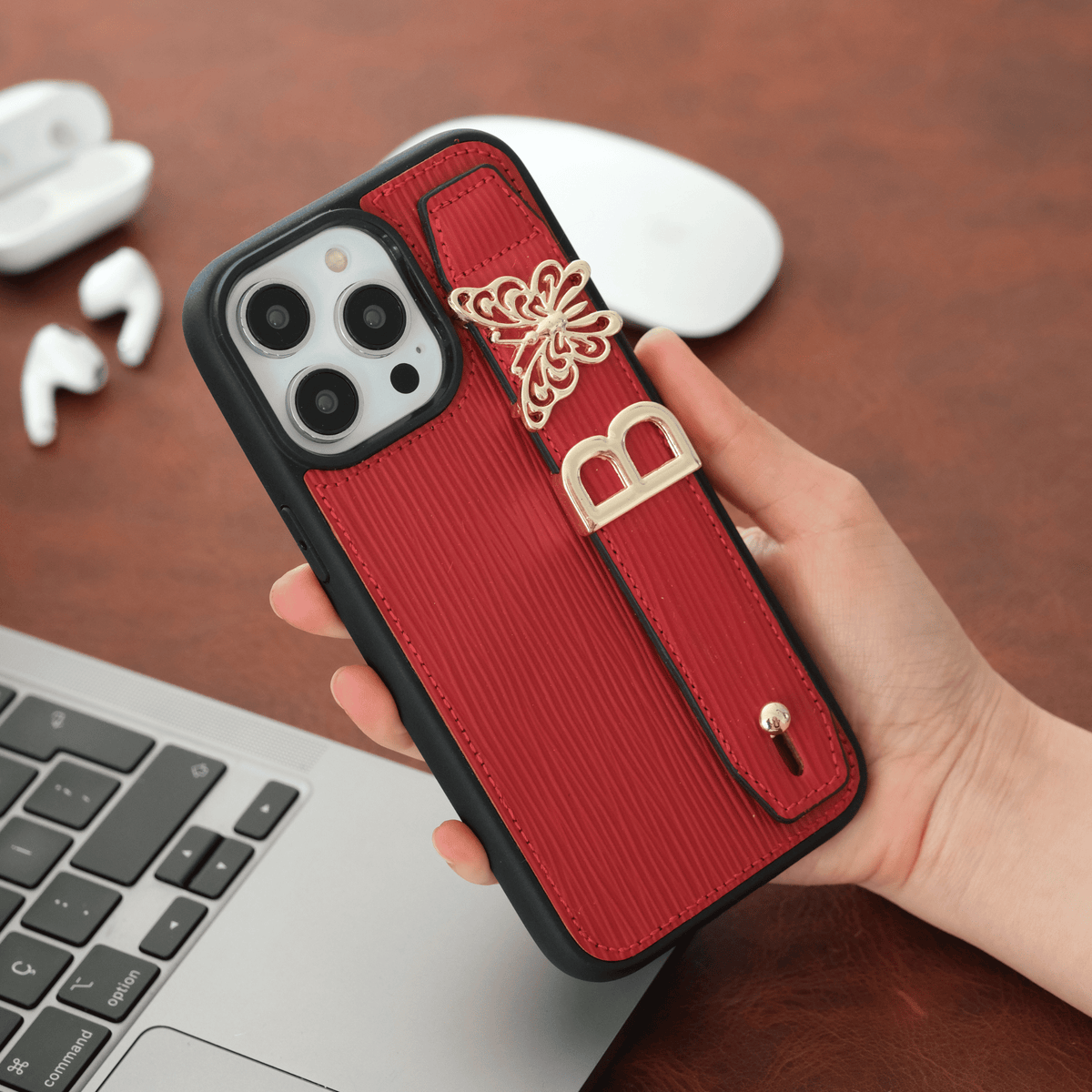 Personalized Red Leather iPhone Case