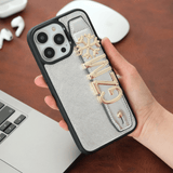 Harfli Gümüş Deri iPhone Kılıf