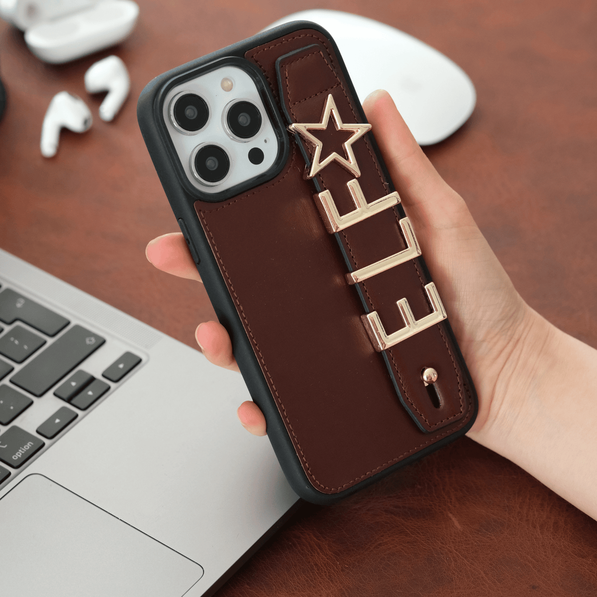 Personalized Burgundy Leather iPhone Case