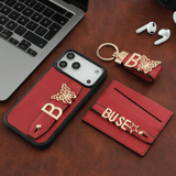 Harfli Kırmızı Deri iPhone Kılıf