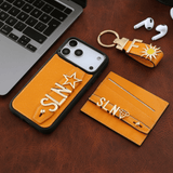 Harfli Turuncu Deri iPhone Kılıf