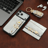Harfli Gümüş Deri iPhone Kılıf