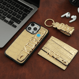 Harfli Kroko Gold Deri iPhone Kılıf