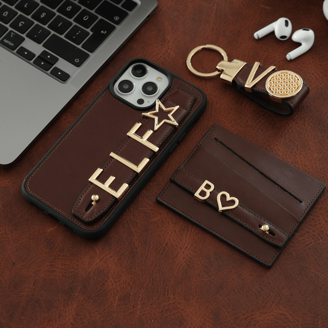Harfli Bordo Deri iPhone Kılıf