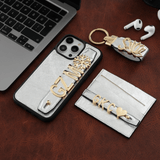 Harfli Gümüş Deri iPhone Kılıf