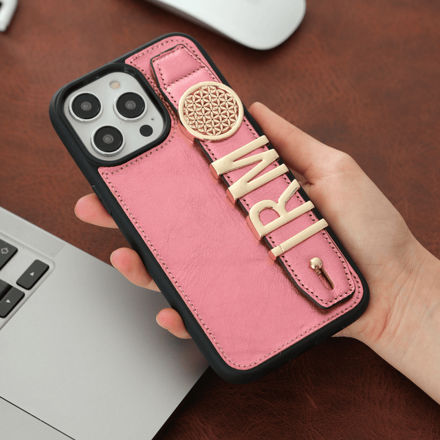 Harfli Pembe Deri iPhone Kılıf