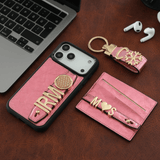 Harfli Pembe Deri iPhone Kılıf